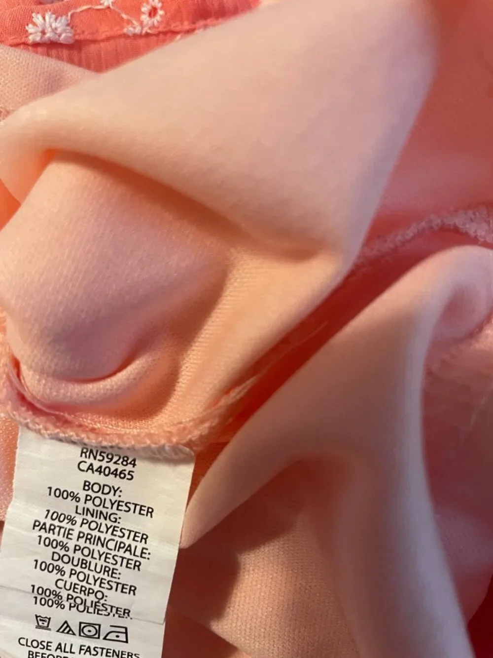Sweet Peach eyelet Babydoll Dress - Cottagecore Floral Embroidery Girls Size 10 - Picture 8 of 8